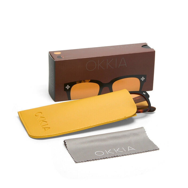okkia okkia occhiale da sole premontato mod giovanni translucid havana black soft touch con lenti giallo