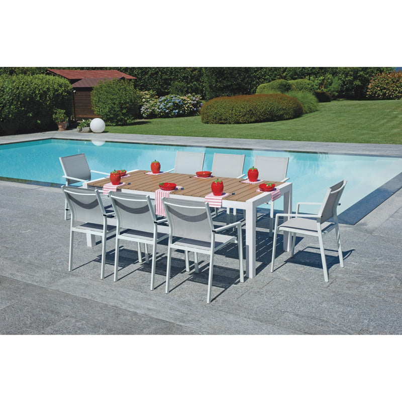 moia greenwood moia greenwood tavolo arenzano allungabile 211 276 x 100 cm in alluminio bianco con piano effetto legno design moderno ean 8013054838033