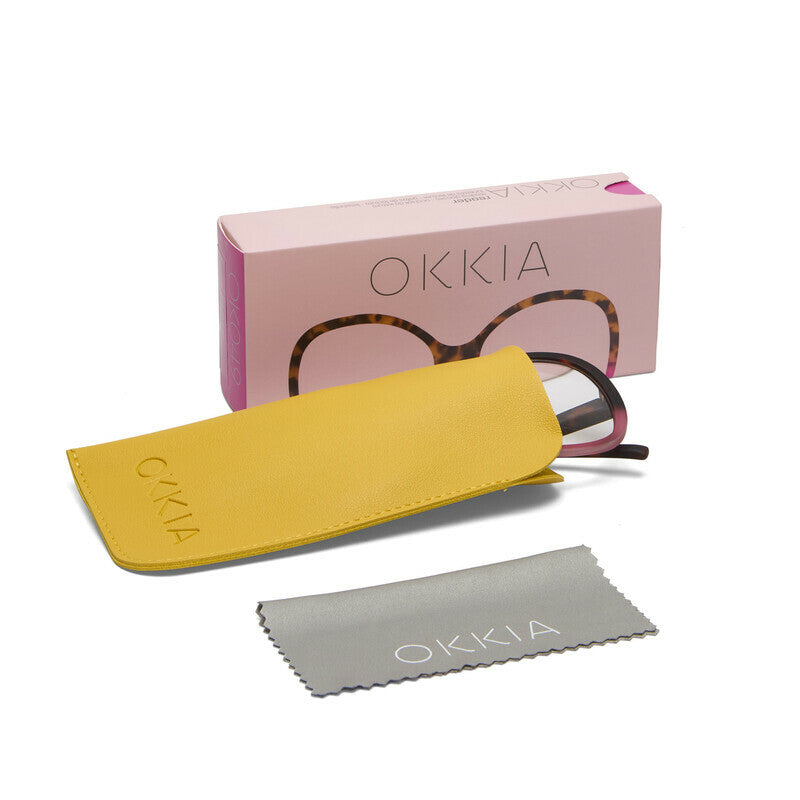 okkia okkia occhiale da lettura mod verona premontato butterfly soft touch spring anti luce blu havana pink diottrie 2 50 ean 8056211374432