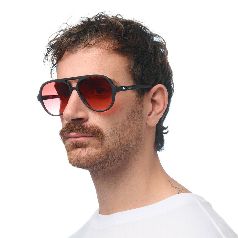okkia okkia occhiale da sole premontato a forma di goccia mod alessio soft touch black lenti red ean 8056211375576