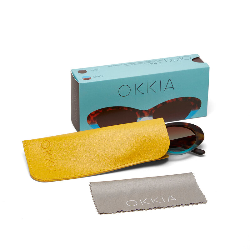 okkia okkia occhiale da sole premontato mod lina cat eye soft touch havana blue lenti brown ean 8058093548413