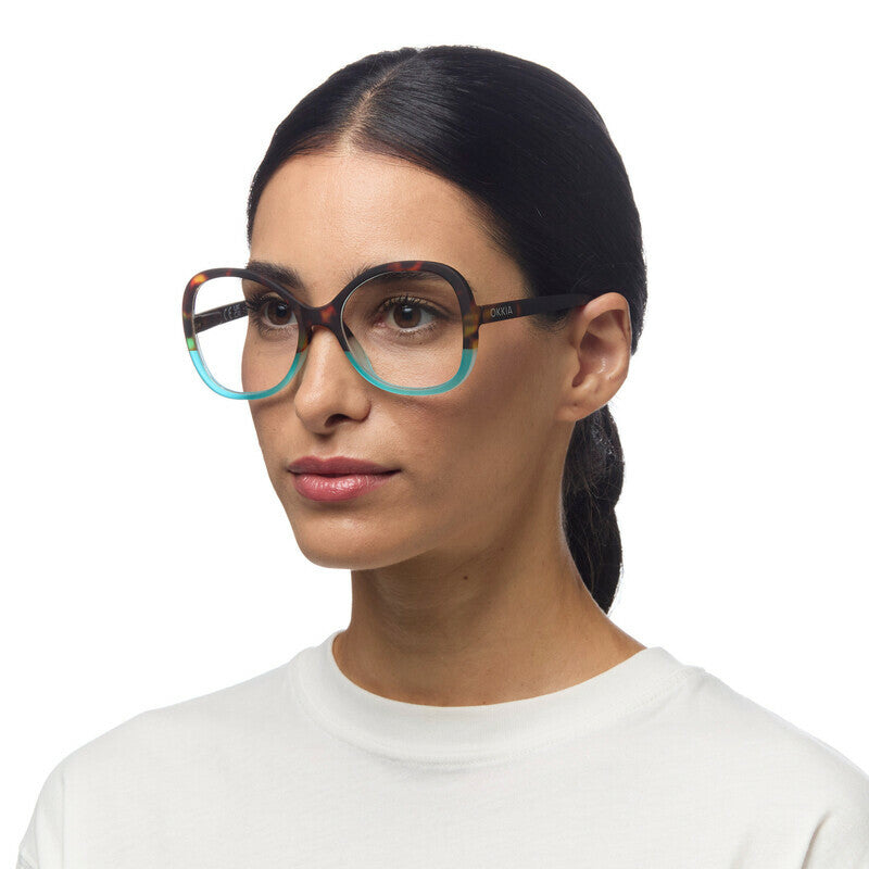 okkia okkia occhiale da lettura mod verona premontato butterfly soft touch spring anti luce blu havana blue diottrie 2 50 ean 8056211374036