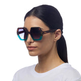 okkia okkia occhiale da sole premontato esagonale mod emma havana blue ean 8055773198036