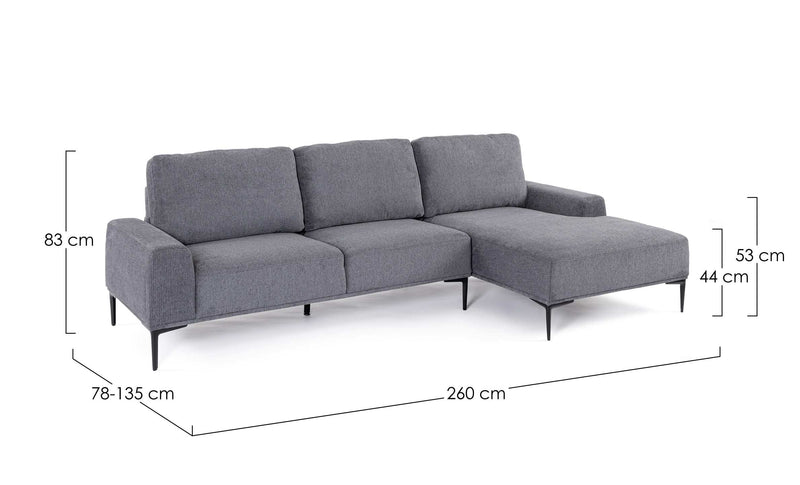 bizzotto bizzotto divano 3 posti washington con penisola grigio scuro ean 8051836606715