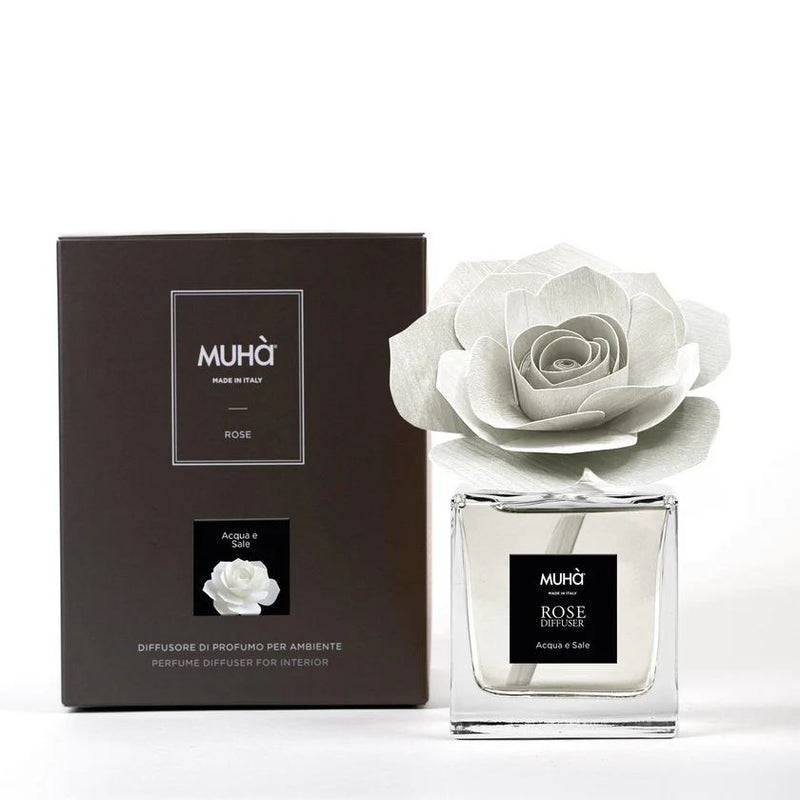 Muhà Raumduftdiffusor Weiße Rose Wasser und Salz 100 ml