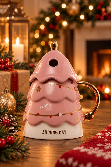 ARPIMEX Weihnachtsbehälter Tannenbaum 10 x 10 x 16 cm Rosa