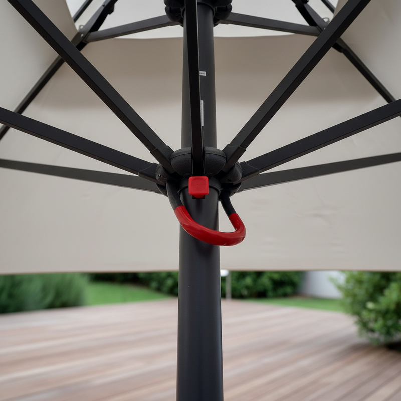 Ombrellone Push-Up Antracite Ecrù – Dettaglio Meccanismo