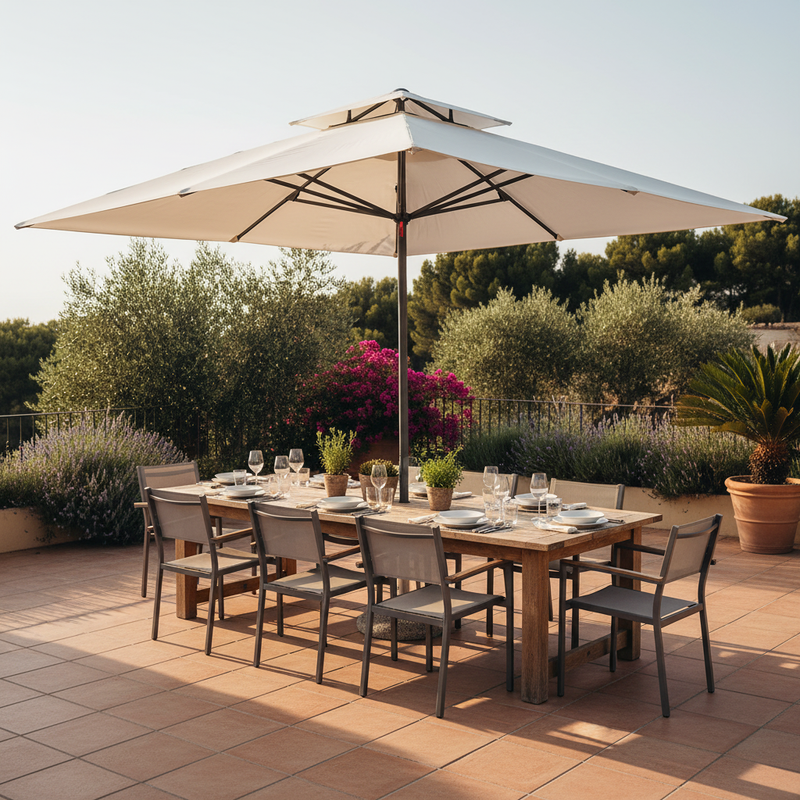 Ombrellone Push-Up Antracite Ecrù – Terrazza Villa