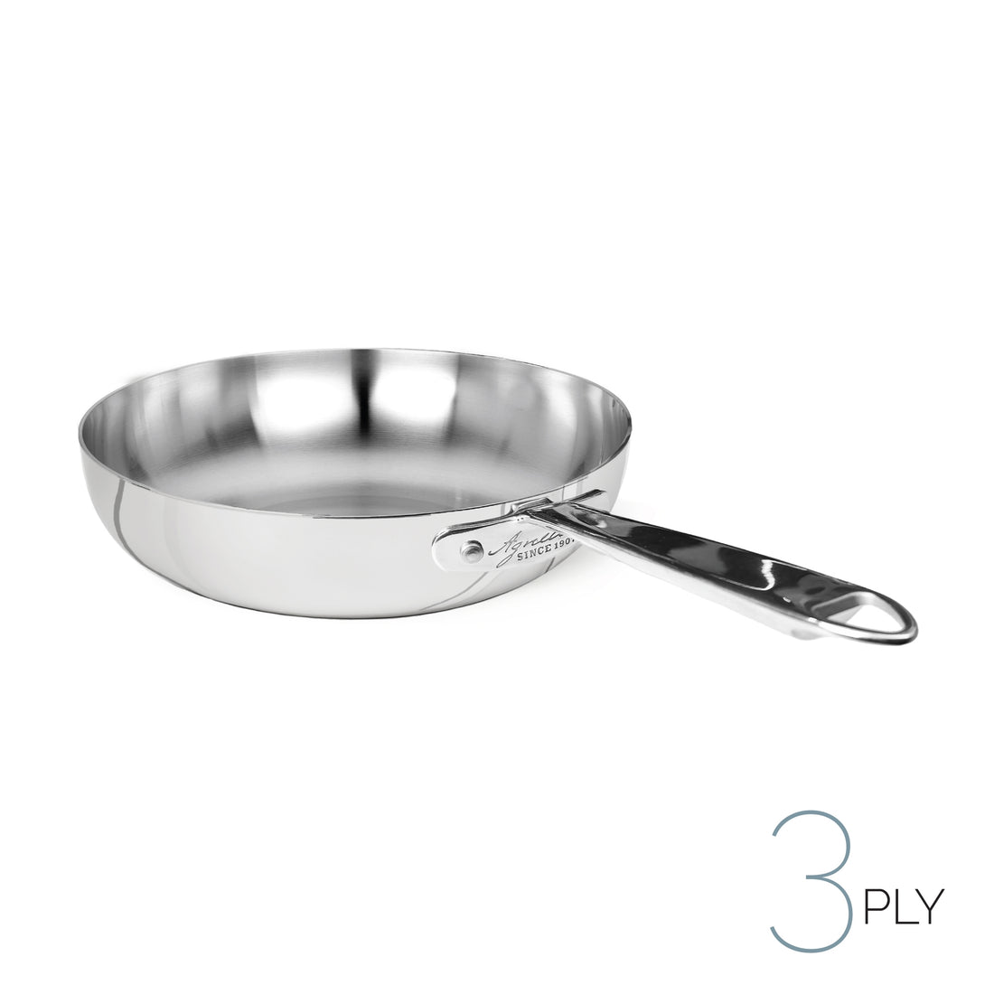 AGNELLI Schräge Pfanne Hoch Aluinox 3Ply mit 1 Edelstahlgriff 20x5,5 cm