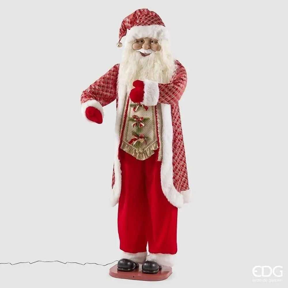 EDG Enzo De Gasperi Decoro Babbo Natale White Red H183 cm con Musica e Movimento – Decorazione Natalizia