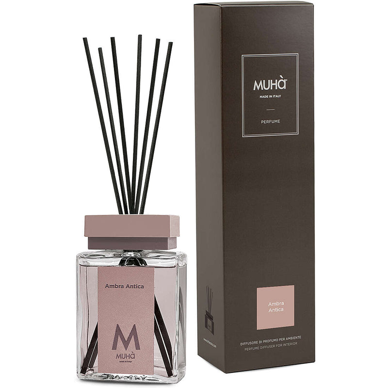 Muhà Luxe Perfume Diffusor mit Duftstäbchen Ambra Antica 200 ml