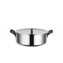 Alessi EDO Niedriger Topf D 24 cm mit zwei Griffen aus Edelstahl und braunem PVD