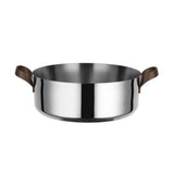 Alessi EDO Niedriger Topf D 24 cm mit zwei Griffen aus Edelstahl und braunem PVD