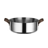 Alessi EDO Niedriger Topf D 24 cm mit zwei Griffen aus Edelstahl und braunem PVD