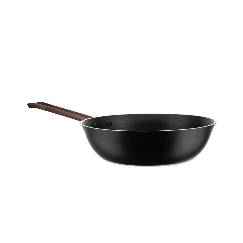 Alessi Edo Pfanne 28 cm Braun mit langem Griff – Edelstahlpfanne Elegantes Design