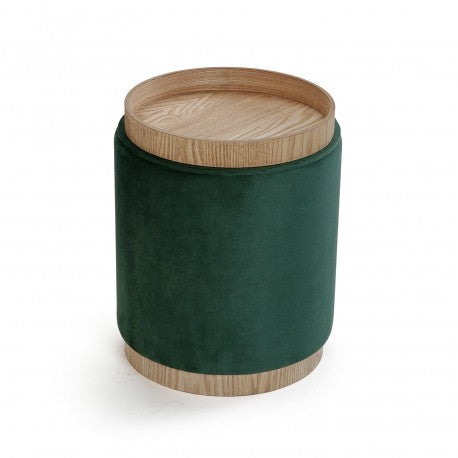Versa Puff mit Stauraum und Samt-Tablett Grün