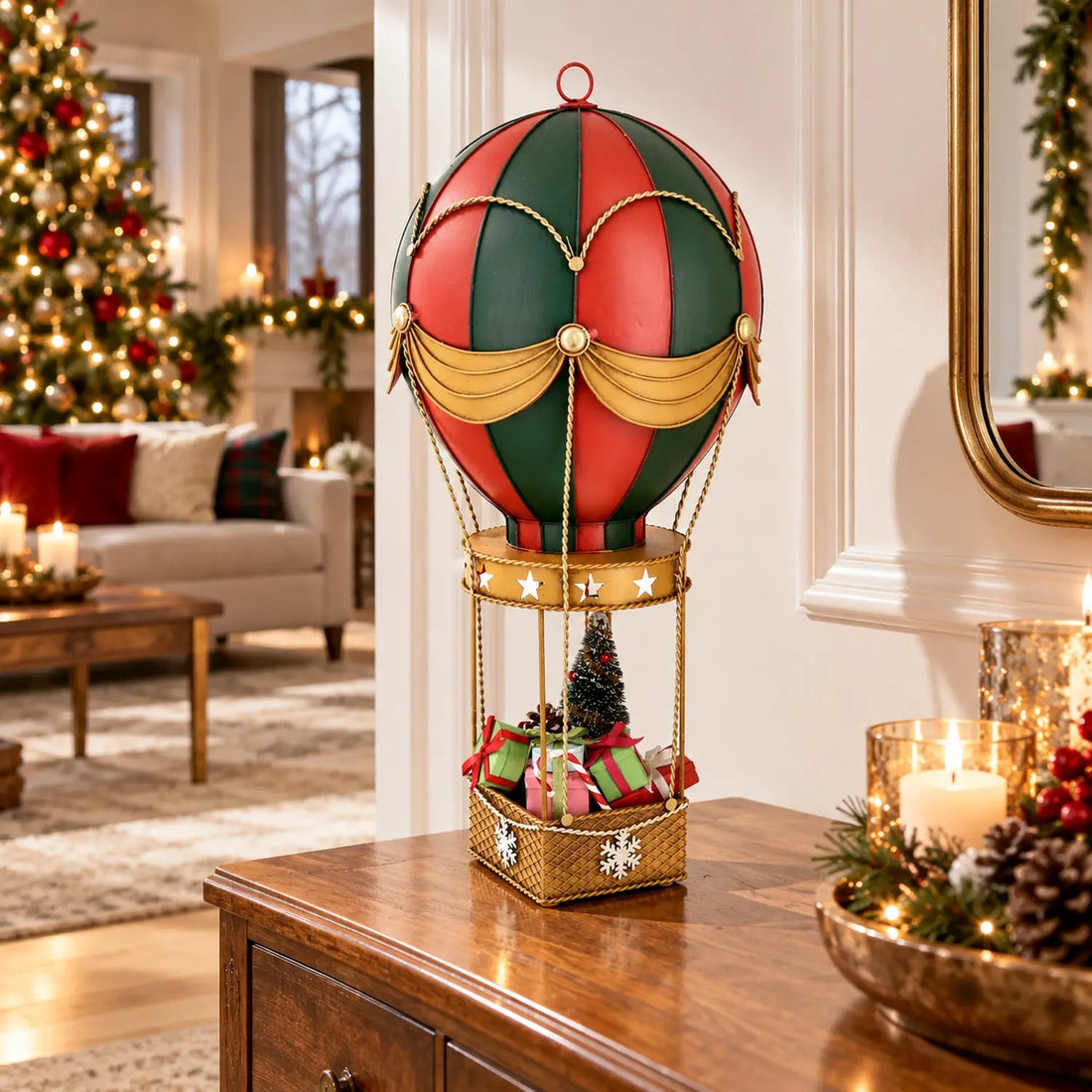 Bizzotto Weihnachtsdekoration Noelle Heißluftballon mit Geschenken – Weihnachtsschmuck