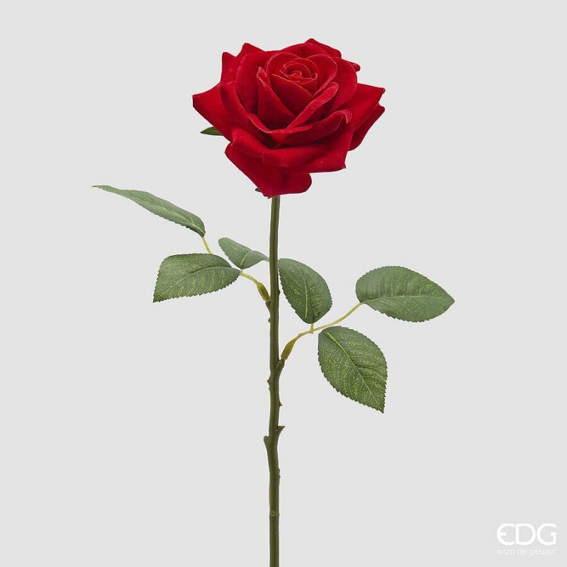 EDG Enzo De Gasperi Ramo Rosa Velvet Rossa H50 cm – Decorazione Natalizia
