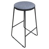 Dimo Hocker Colby Runde Sitzfläche aus grauem Stoff Graue Beine