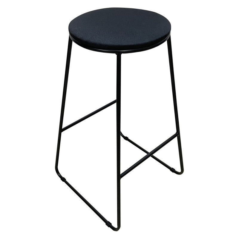 Dimo Hocker Colby Runde Sitzfläche aus schwarzem Stoff Schwarze Beine
