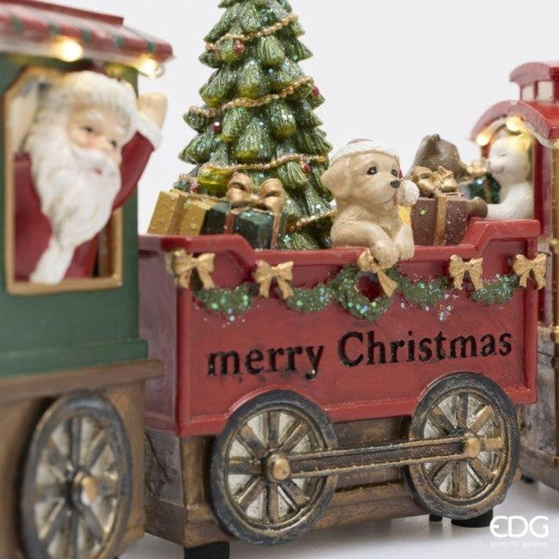 EDG Enzo De Gasperi Treno Babbo Natale con Musica e LED H15x37 cm – Decorazione Natalizia Luminosa