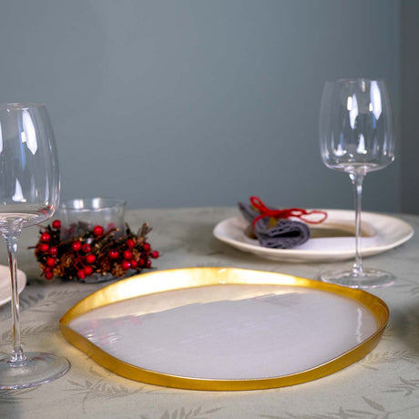 WD LifeStyle Platte Panettone aus Glas Perl und Gold Ø32 cm – Servierteller für Weihnachten