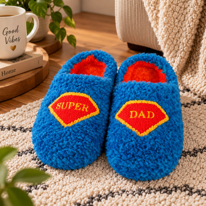 WD LifeStyle Hausschuhe Super Dad Größe M/L – Lustige Hausschuhe