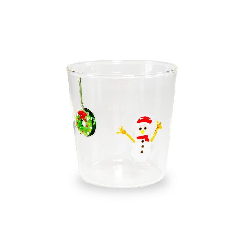 WD LifeStyle Bicchiere in Vetro Pupazzo di Neve 250 ml – Bicchiere Natalizio