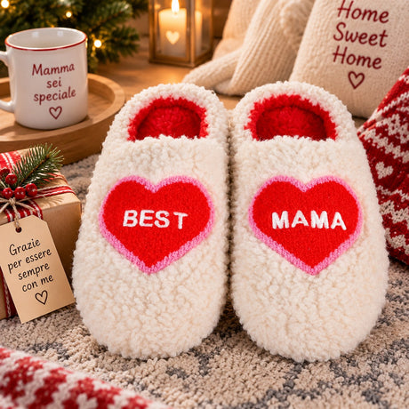 WD LifeStyle Hausschuhe Best Mom Größe L/XL – Praktische Weihnachtsgeschenkidee für Mama