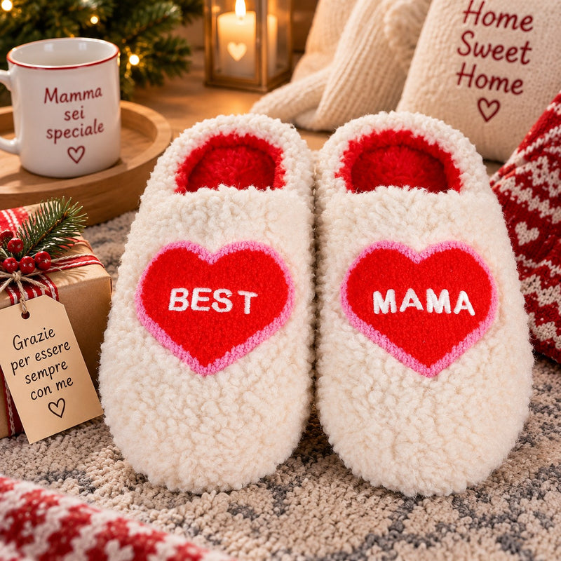 WD LifeStyle Pantofole di Natale Best Mom Taglia L/XL – Idea Regalo Natalizia per Mamma