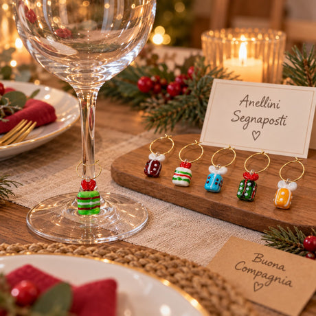 WD LifeStyle Set 6 Serviettenringe aus Glas mit Weihnachtsdeko – Tischdeko zu Weihnachten