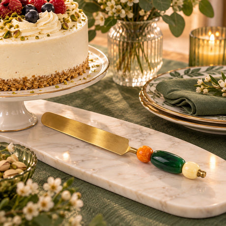 WD LifeStyle Tortenmesser Grün aus Stahl und Kunststoff – Dessertbesteck für Torten und Süßspeisen
