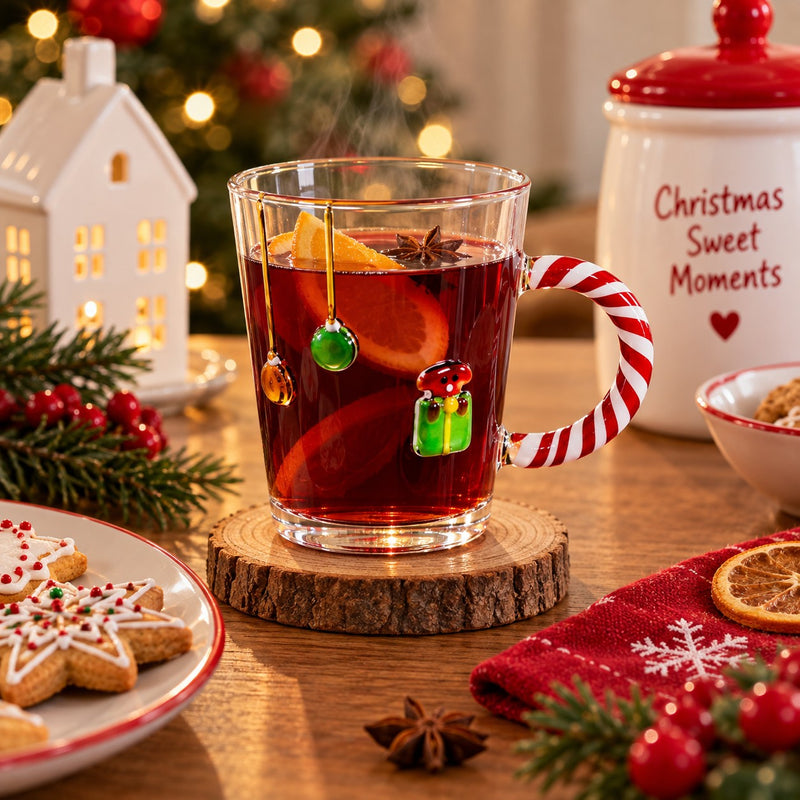 WD LifeStyle Tazza di Natale in Vetro 425 ml con Decoro Cane – Tazza Natalizia Idea Regalo