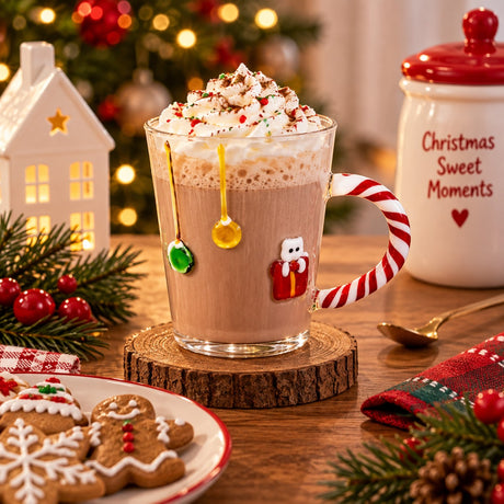 WD LifeStyle Weihnachtstasse aus Glas 425 ml mit Katzenmotiv – Weihnachtstasse Geschenkidee