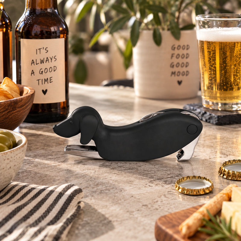 WD LifeStyle Flaschenöffner Dackel Schwarz – Originales Küchenzubehör Geschenkidee