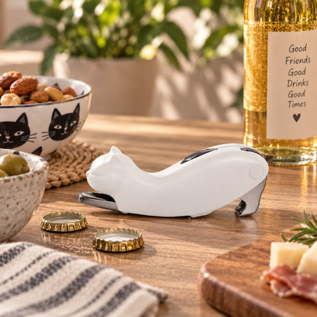 WD LifeStyle Flaschenöffner Weiße Katze – Originales KüchenAccessoire Geschenkidee