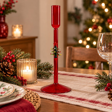WD LifeStyle Kerzenhalter Weihnachtsbaum Rot aus Glas – Weihnachtsdeko