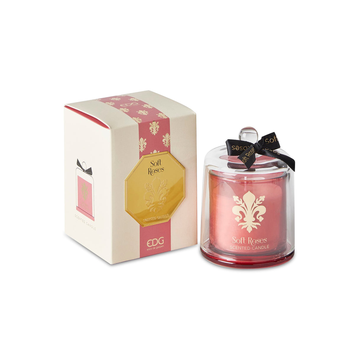 EDG Enzo De Gasperi Candela GoldLily con Cupola H 13 Cm Soft Roses
