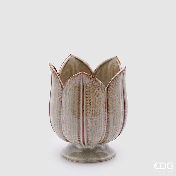 EDG Enzo De Gasperi Vaso Tulipano H 19 Cm D 16 Cm Salvia