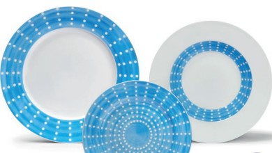Zafferano Set 3 Pz Tris Piatti Azzurri Perle