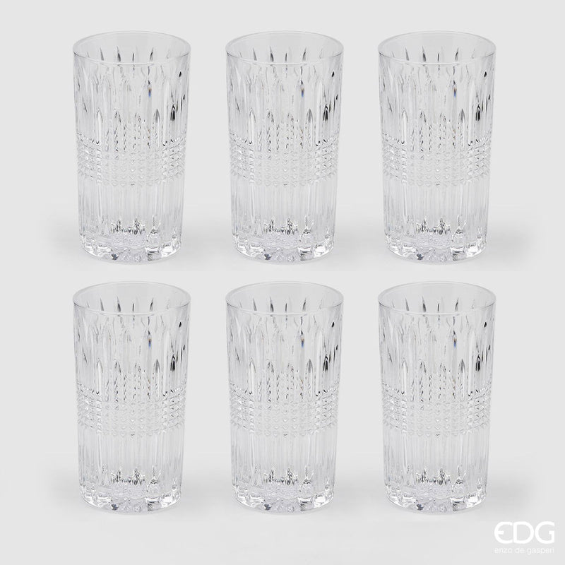 EDG Enzo De Gasperi Wasserglas Linien H 14 cm D 8 cm 6er Pack