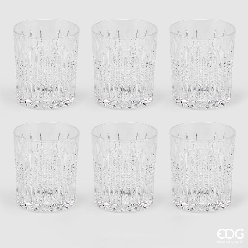 EDG Enzo De Gasperi Bicchiere Righe H 9,5 Cm D 8,2 Cm 6 Pz