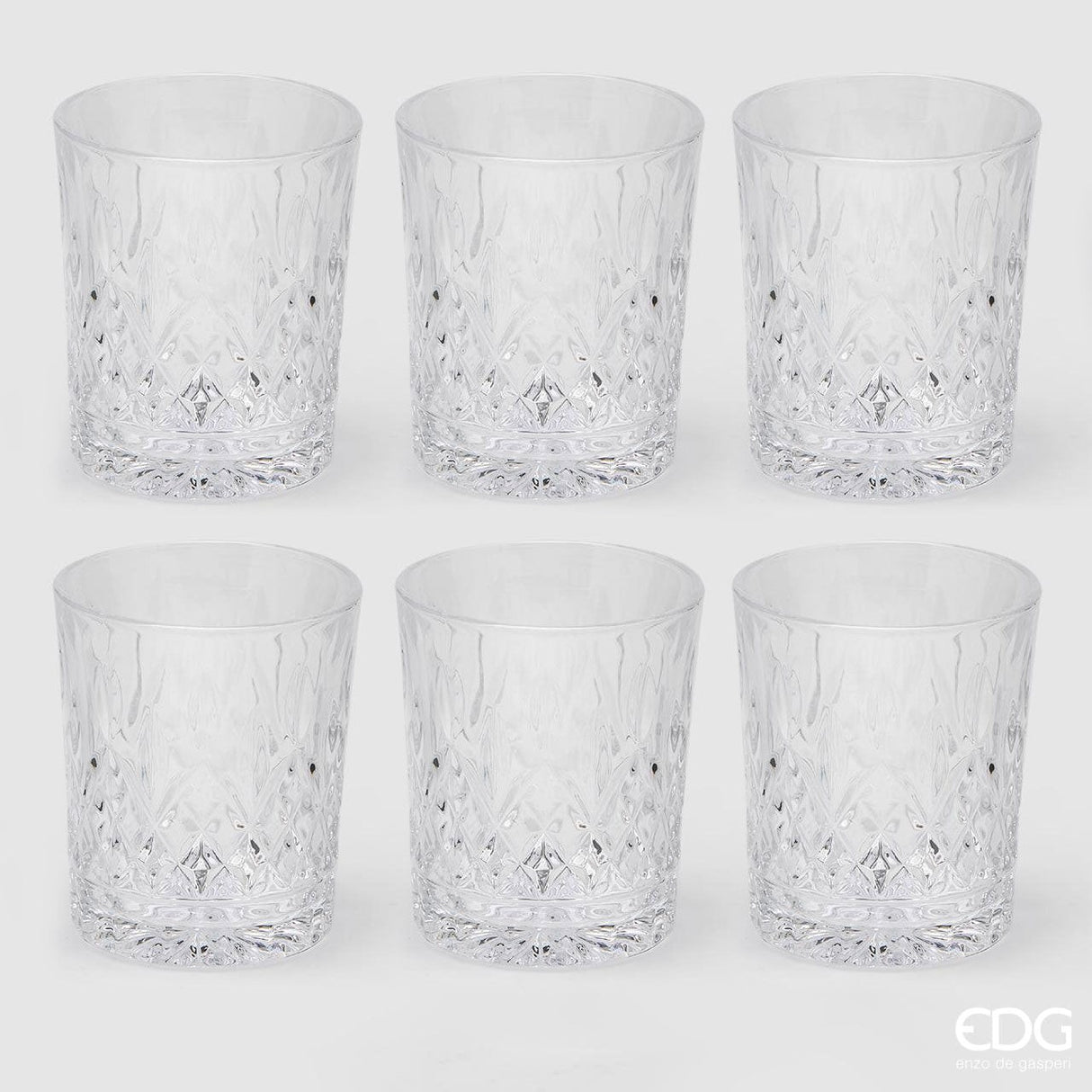 EDG Enzo De Gasperi Trinkglas Rauten H 10 Cm D 8 Cm 6er Set