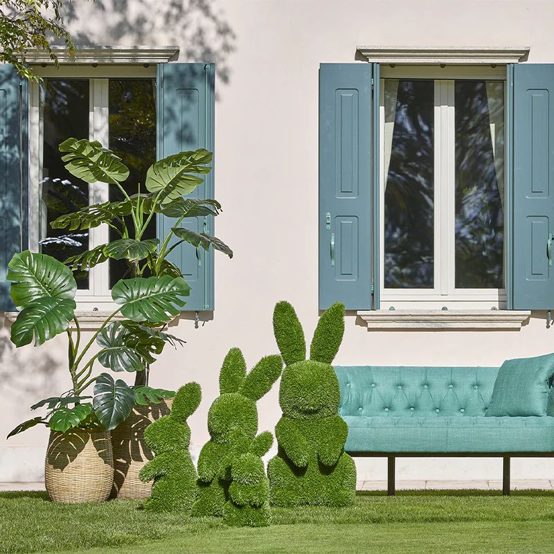 EDG Enzo De Gasperi Decoro Erba Coniglio H 70 Cm L 35 Cm L 27 Cm Green Verde